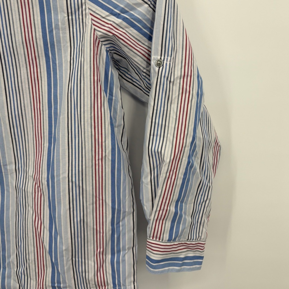 Alfred Dunner Women 12P Nautical Sailboat Striped Roll Tab Sleeve Shirt Blue - Picture 4 of 14